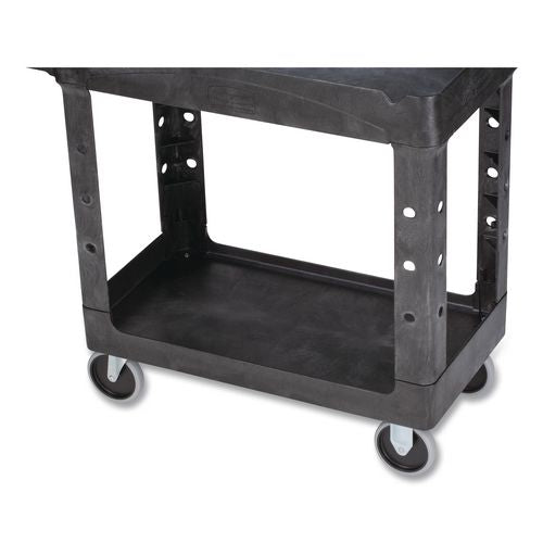 Image of Rubbermaid® Commercial FG450088BLA BRUTE Heavy-Duty Utility Cart with Lipped Shelves, Plastic, 2 Shelves, 500 lb Capacity, 17.13" x 38.5" x 38.88", Black