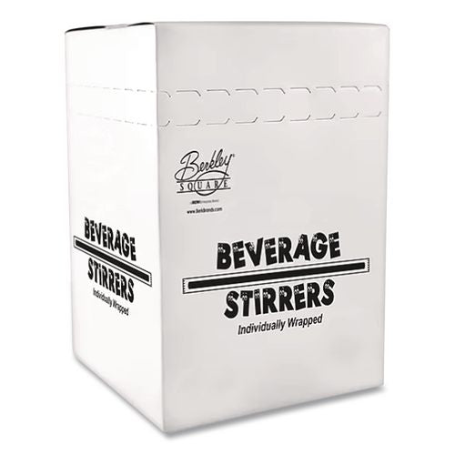 Image of Berkley Square BEP1241207 Unwrapped Round Stirrers, 7.75", Polypropylene, Black, 500/pack