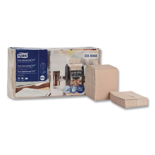 Image of Tork® DX806E Xpressnap Fit Interfold Dispenser Napkins, 2-Ply, 6.5 X 8.39, Natural, 120/pack, 36 Packs/carton