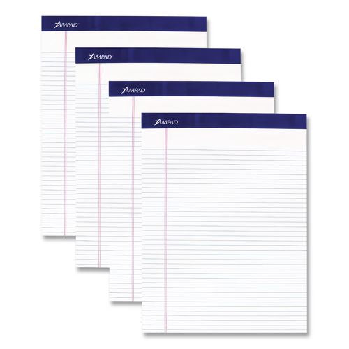 Image of Ampad® Perforated Writing Pads, Narrow Rule, (50) White 8.5 x 11 Sheets, Dozen