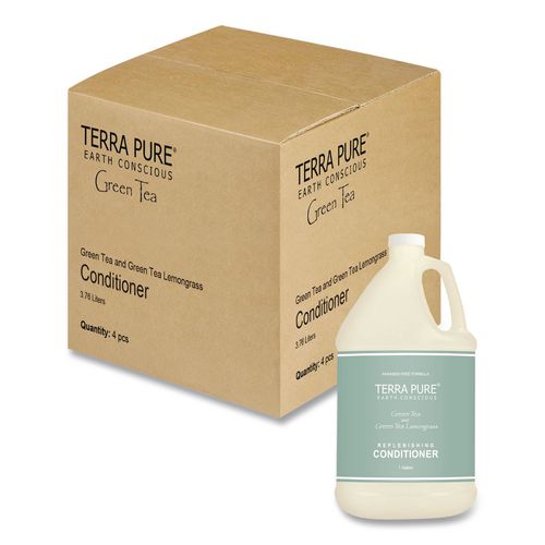 Image of Diversified Hospitality Solutions GAL02DBGC128 Terra Pure Conditioner Gallon, Green Tea Lemongrass Scent, 1 gal Bottle, 4/Carton