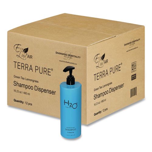 Image of Diversified Hospitality Solutions AIR05-H20-S480 H2O Therapy Shampoo Air Pump, White Tea and Lemongrass Scent, 16.23 oz Bottle, 12/Carton