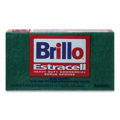 Image of Brillo® 21006 Commercial Heavy Duty Scrub Sponge, 3.5 x 6.12, 0.8" Thick, Orange/Green,12/Carton