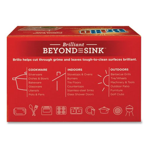 Image of Brillo® 53304 Steel Wool Soap Pads, 2.5 x 3, Gray/Pink, 4 Pads/Box, 12 Boxes/Carton