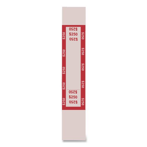Image of CONTROLTEK® 560018 Currency Straps, Self-Adhesive, Ones, $250 Strap, Pink/White, 1,000/Pack