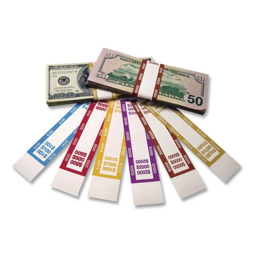 Image of CONTROLTEKÂ® Currency Straps, $10,000, Self-Adhesive, 1,000/Pack