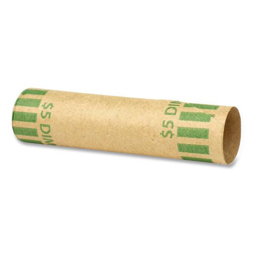 Image of CONTROLTEK® 560053 Gunshell Crimped-End Coin Wrapper, Dimes, Green/Kraft, 1,000/Carton