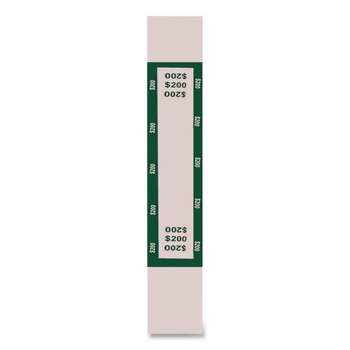 Image of CONTROLTEK® 560017 Currency Straps, Self-Adhesive, Twos, $200 Strap, Green/White, 1,000/Pack