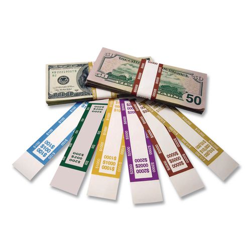 Image of CONTROLTEK® 560017 Currency Straps, Self-Adhesive, Twos, $200 Strap, Green/White, 1,000/Pack