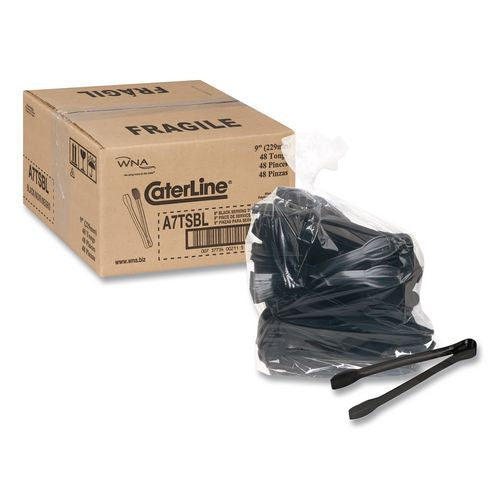 Image of WNA WNA A7TSBL Caterline Tongs, Plastic, 9", Black, 48/Carton