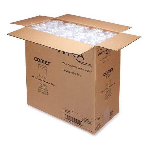 Image of WNA WNA P20 Comet Plastic Portion/shot Glass, 2 Oz, Clear, 50/pack, 50 Packs/carton