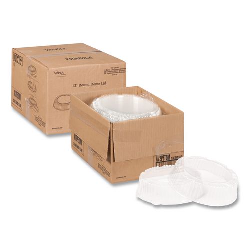 Image of WNA WNA A12PETDM Caterline Dome Lids, 12" Diameter x 2.75" h, Clear, Plastic, 25/Carton