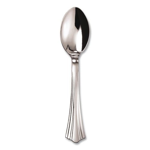 Image of WNA REF320SP Reflections Heavyweight Plastic Utensils, Spoon, Silver, 40/Pack