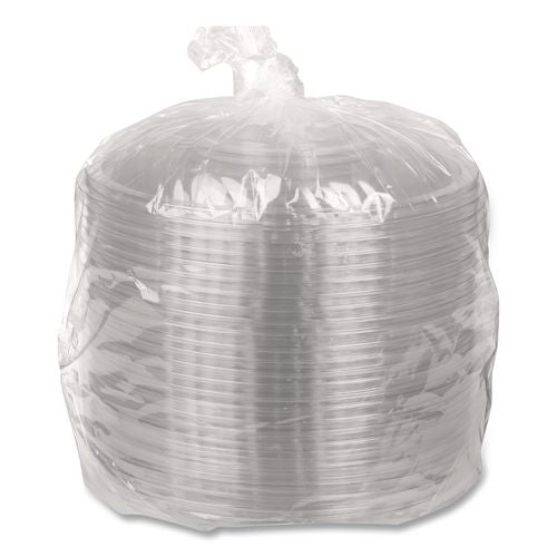Image of WNA APB80DM Caterline Pack n' Serve Plastic Lids, Dome Lid, 10" Diameter x 1.38" h, Clear, 25/Carton