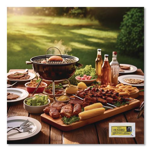 Image of Vistar PPIVENL065 Condiment Packets, Mustard, 0.16 Oz Packet, 200/carton
