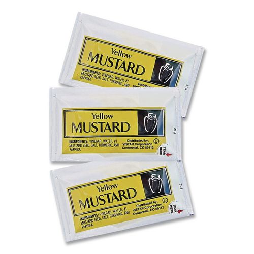 Image of Vistar PPIVENL065 Condiment Packets, Mustard, 0.16 Oz Packet, 200/carton