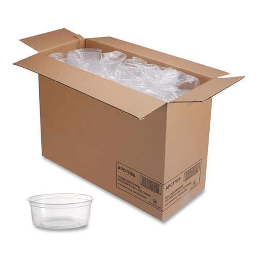 Image of WNA WNA APCTR08 Deli Containers, 8 oz, Clear, Plastic, 50/Pack, 10 Pack/Carton