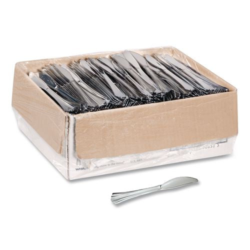 Image of WNA Heavyweight Plastic Knives, Reflections Design, Silver, 600/Carton