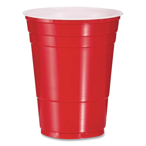 Image of Dart® Y1625-0001 SOLO Party Plastic Cold Drink Cups, 16 oz, Red, 24/Pack, 25 Packs/Carton