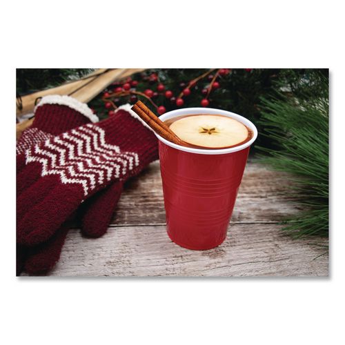 Image of Dart® Y1625-0001 SOLO Party Plastic Cold Drink Cups, 16 oz, Red, 24/Pack, 25 Packs/Carton
