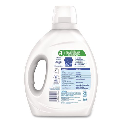 Image of all® 72613 47415 Free Clear HE Laundry Detergent, 58 Loads, Unscented, 73 oz Bottle, 6/Carton