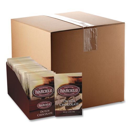Image of PapaNicholas® Coffee 79224 Premium Hot Cocoa, Dutch Chocolate, 24/carton