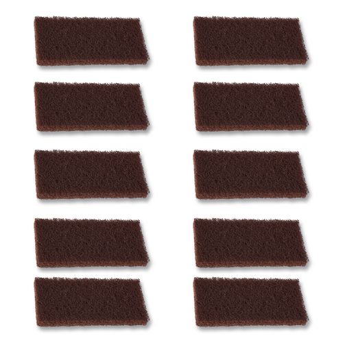 Image of Boardwalk® 7100359808 Heavy-Duty Utility Pad, 4.62 x 10, Brown, 10/Carton