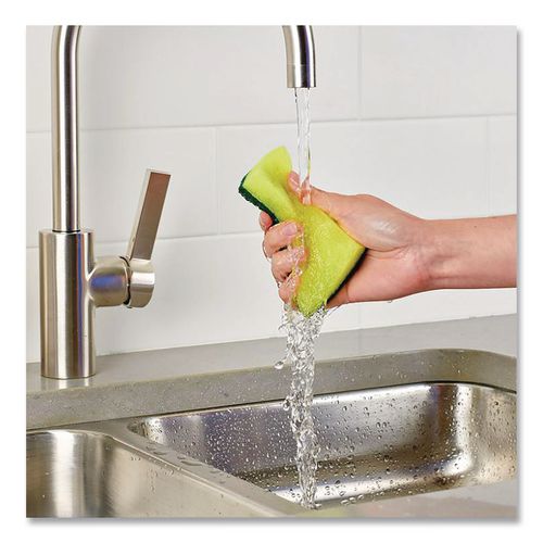 Image of Brillo® 21001 Estracell Heavy Duty Scrub Sponge, 4.9 x 2.9, 0.8" Thick, Yellow/Green, 12/Carton