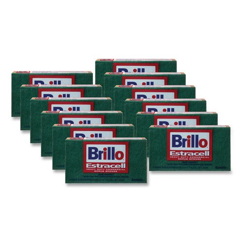 Image of Brillo® 21006 Commercial Heavy Duty Scrub Sponge, 3.5 x 6.12, 0.8" Thick, Orange/Green,12/Carton