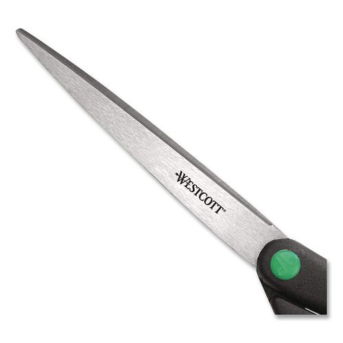 Image of Westcott® 13138 KleenEarth Scissors, 9" Long, 3.75" Cut Length, Straight Black Handle