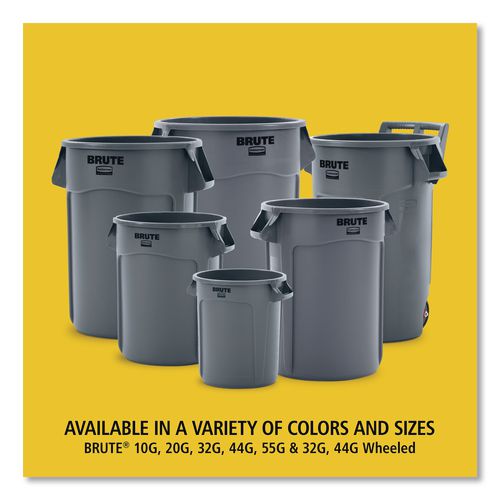 Image of Rubbermaid® Commercial FG863292GRAY Brute Container with Lid, 32 gal, Plastic, Gray
