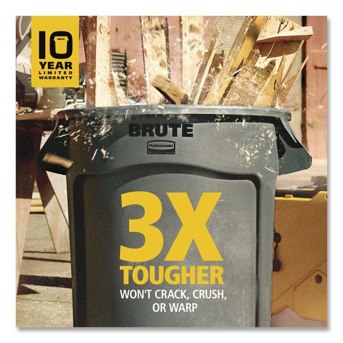 Image of Rubbermaid® Commercial FG863292GRAY Brute Container with Lid, 32 gal, Plastic, Gray