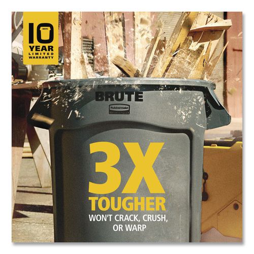 Image of Rubbermaid® Commercial FG263200GRAY Vented Round Brute Container, 32 gal, Plastic, Gray