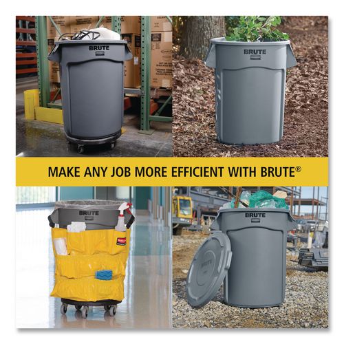 Image of Rubbermaid® Commercial FG263200DGRN Vented Round Brute Container, 32 gal, Plastic, Dark Green