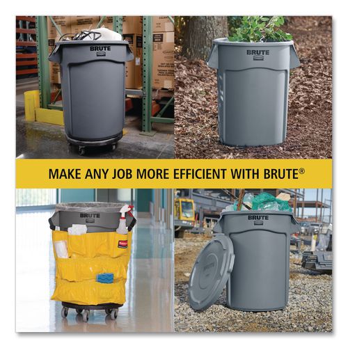 Image of Rubbermaid® Commercial FG264360GRAY Vented Round Brute Container, 44 gal., Plastic, Gray