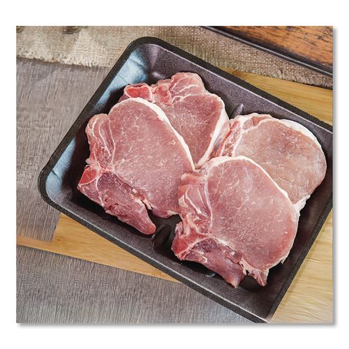 Image of Pactiv Evergreen Supermarket Tray, #4D, 9.58 x 7.08 x 1.25, Black, Foam, 400/Carton