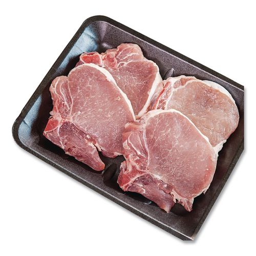 Image of Pactiv Evergreen Supermarket Tray, #10S, 10.88 x 5.88 x 0.69, Black, Foam, 500/Carton