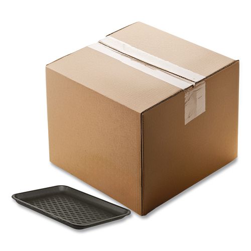 Image of Pactiv Evergreen Supermarket Tray, #10S, 10.88 x 5.88 x 0.69, Black, Foam, 500/Carton