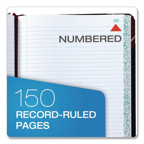 Image of Boorum & Pease® G21-150-R Log Book, List-Management Format with Medium/College Ruling, Black/Red Cover, (150) 10.13 x 7.78 Sheets