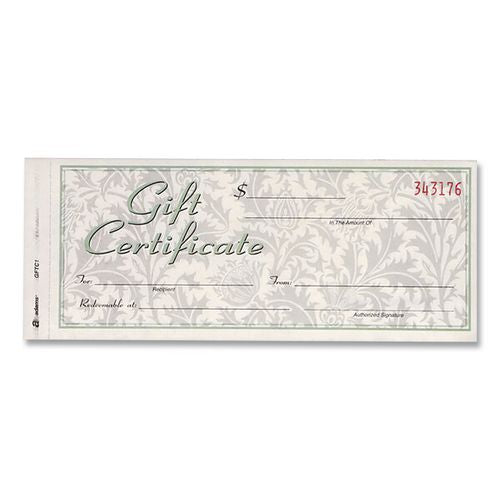 Image of Adams® GFTC1 Gift Certificates With Envelopes, 8 X 3.4, White/canary, 25/book