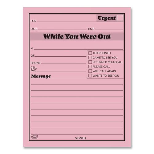 Image of TOPS 3002P Pink Message Pad, One-Part (No Copies), 4.25 x 5.5, 50 Forms/Pad, 12 Pads/Pack
