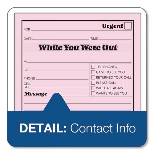 Image of TOPS 3002P Pink Message Pad, One-Part (No Copies), 4.25 x 5.5, 50 Forms/Pad, 12 Pads/Pack