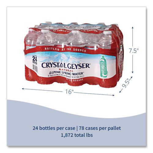 Image of Crystal Geyser® 24514 7 Alpine Spring Water, 16.9 oz Bottle, 24/Carton, 84 Cartons/Pallet