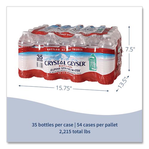 Image of Crystal Geyser® 35001 8 Alpine Spring Water, 16.9 oz Bottle, 35/Carton, 54 Cartons/Pallet