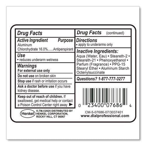 Image of Dial® Professional DIA 07686 Anti-Perspirant Deodorant, Crystal Breeze Scent, 1.5 oz, Roll-On Bottle, 48/Carton