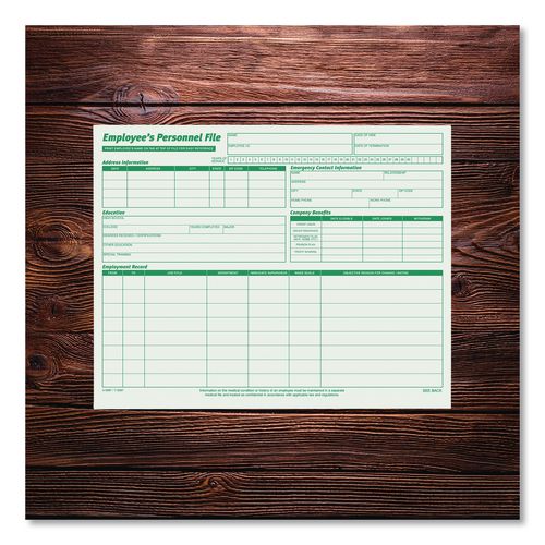 Image of TOPS 3287 Employee's Record File Folder, Straight Tabs, Letter Size, Index Stock, Green, 20/Pack