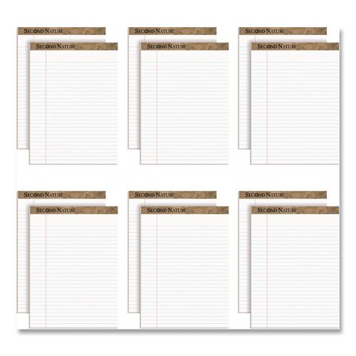 Image of TOPS 74880 Second Nature Recycled Ruled Pads, Wide/Legal Rule, (50) White 8.5 x 11 Sheets, Dozen