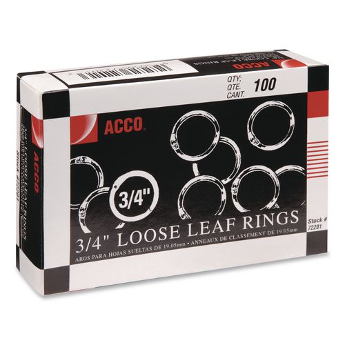 Image of ACCO A7072201A Metal Book Rings, 0.75" Diameter, 100/Box
