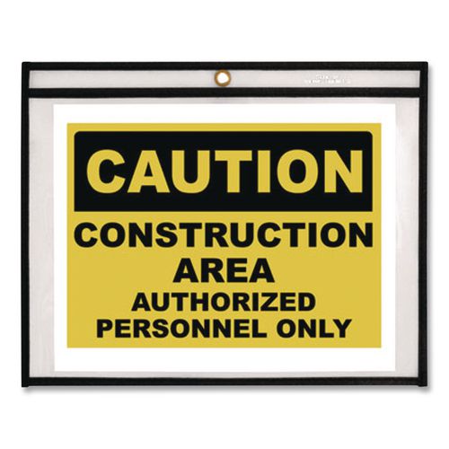 Image of C-Line® 49911 Stitched Shop Ticket Holders, Super Heavy-Duty, Top Load 11 x 8.5 Insert, Clear Front, Black Border, 25/Box