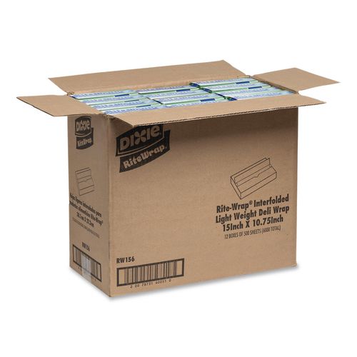 Image of Dixie® RW156 Dry Wax Light Weight Deli Paper, 15.12 x 10.75, 500/Pack, 12 Packs/Carton